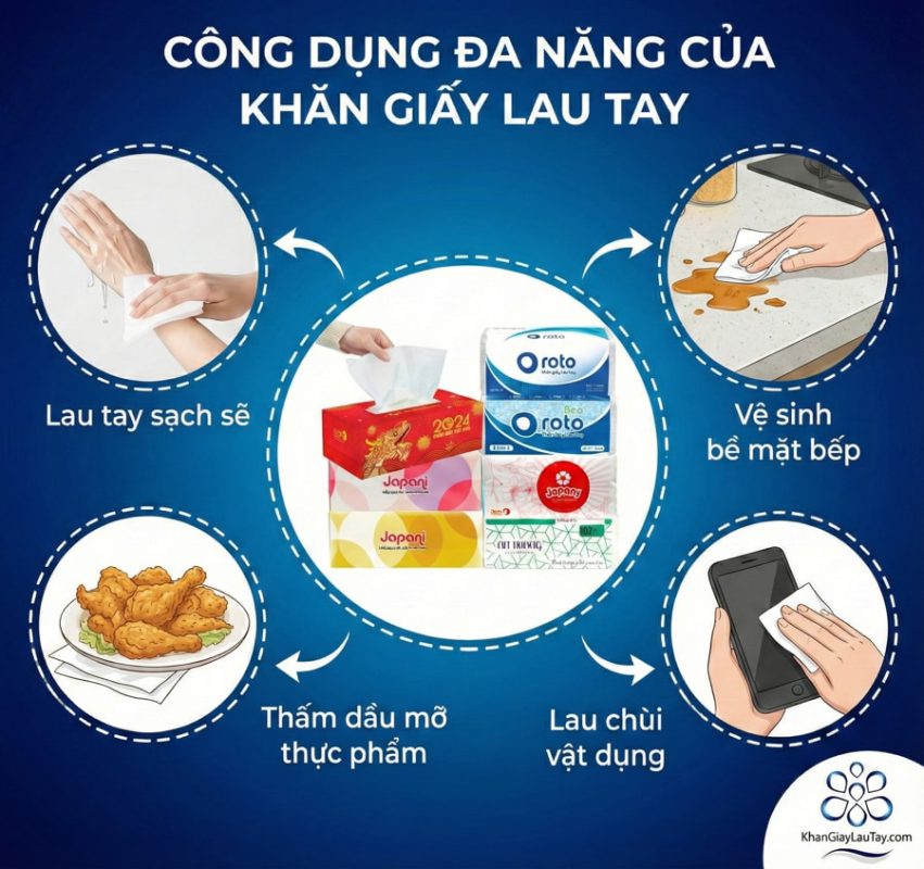 Công dụng khăn giấy lau tay đa năng trong đời sống